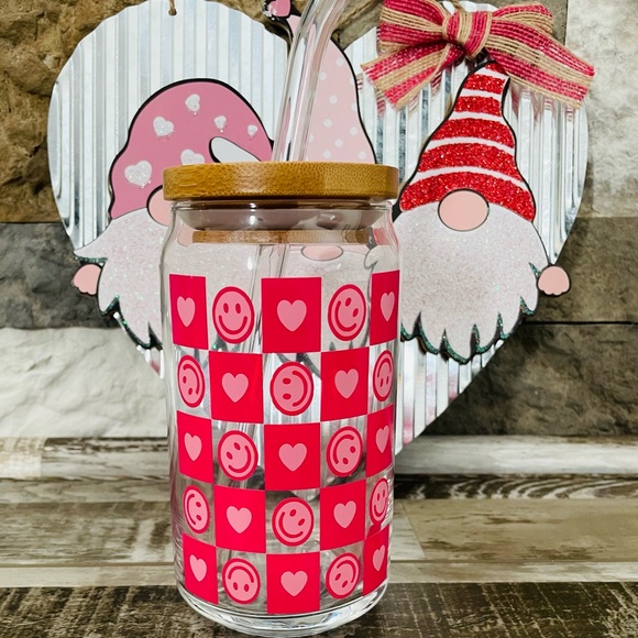 Checkered  Glass Can - Picture 3 of 3